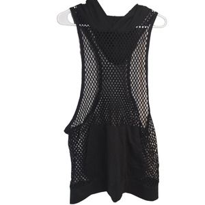 Mesh Fishnet Sleeveless hooded tank top Size Large
